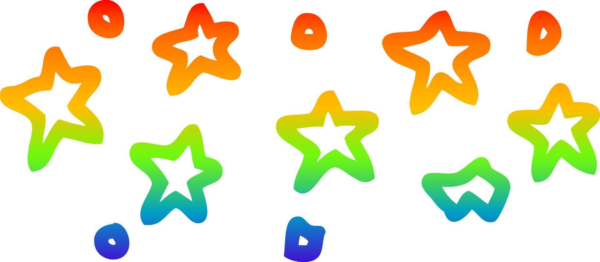 regenboog gradiënt lijntekening cartoon sterren vector