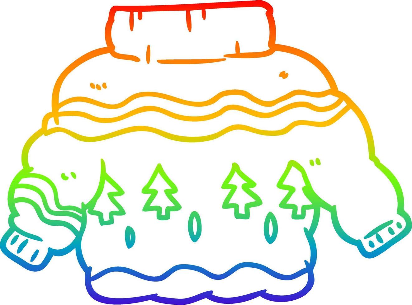 regenbooggradiënt lijntekening gênante kersttrui vector