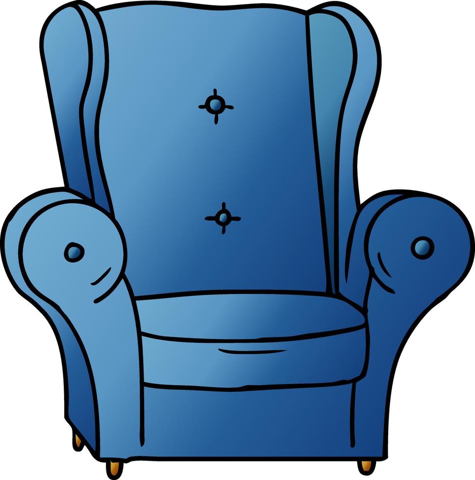 gradiënt cartoon doodle van een oude fauteuil vector