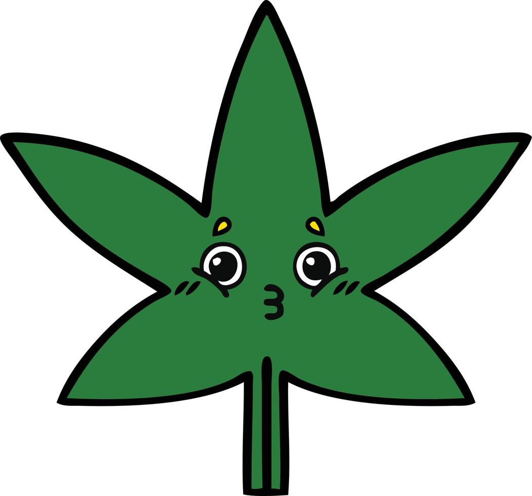 leuke cartoon marihuanablad vector