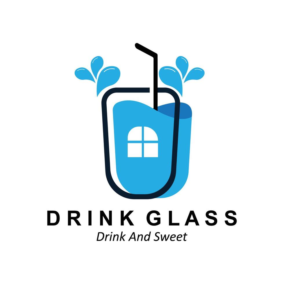 drink glas logo-ontwerp, vectorpictogramillustratie van sap, wijn en koffiedranken vector