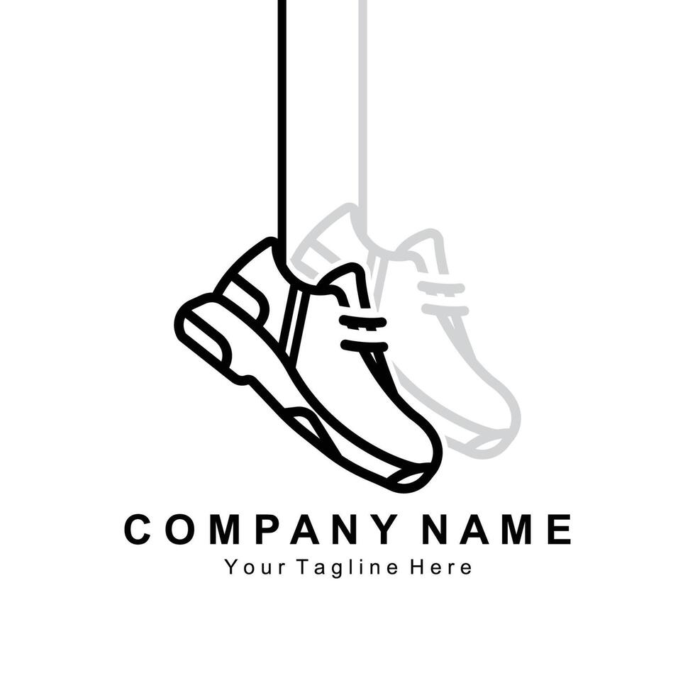 sneakers schoen logo-ontwerp, vectorillustratie van trending jeugdschoeisel, eenvoudig funky concept vector