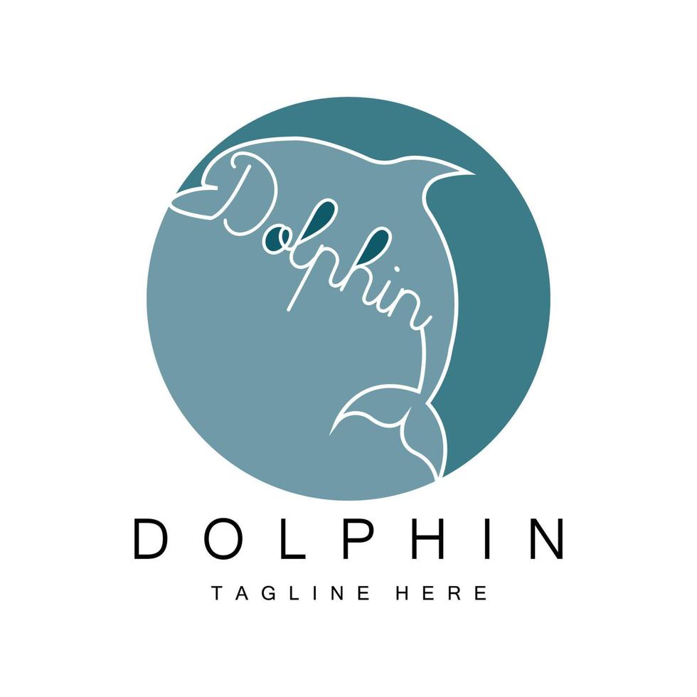 dolfijn logo vector pictogram ontwerp, zeedieren vissoorten zoogdieren, houden van vliegen en springen