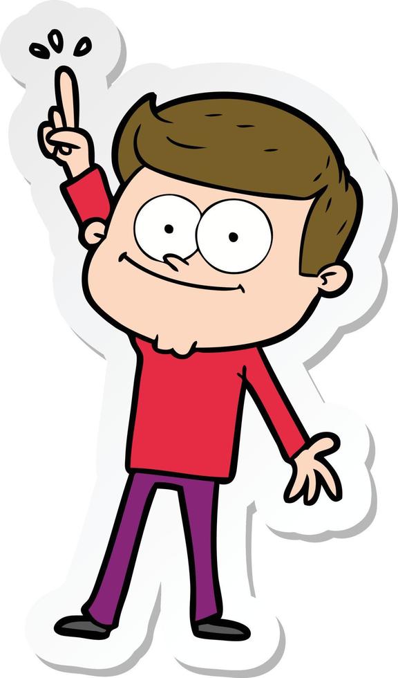 sticker van een cartoon lachende man vector