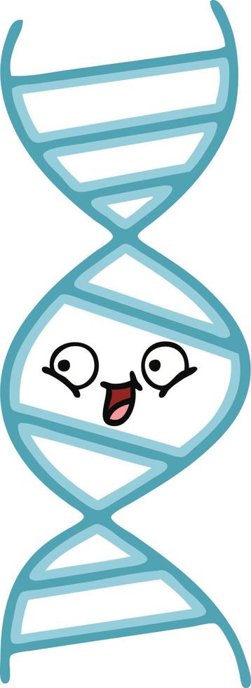 egale kleur retro cartoon dna-streng vector