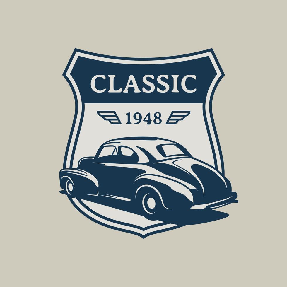 handgetekende vintage stijl van badge voor spieren en klassieke auto's vector