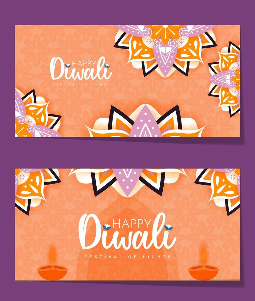 gelukkige diwali viering festival van lichten banner ontwerp vector