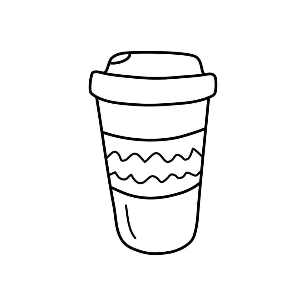 een papieren kopje koffie om mee te nemen in de doodle-stijl. vector