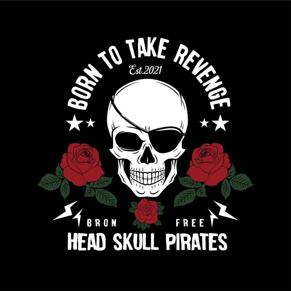 vintage ontwerp illustratie voor t-shirt hoodie of etc.typografie hoofd schedel piraten vector
