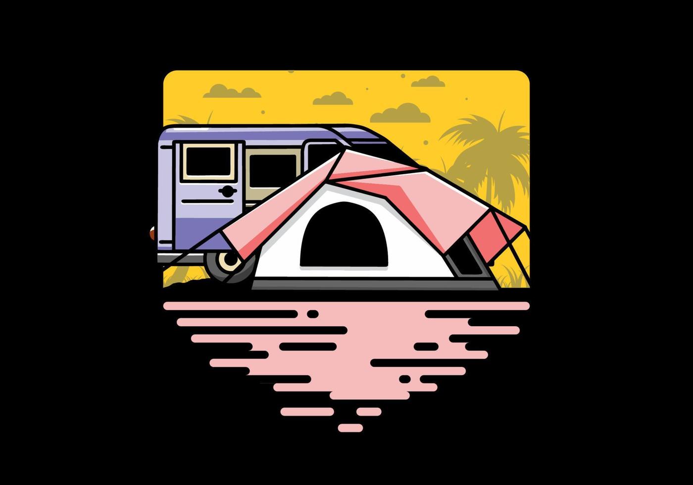 van auto en camping tent illustratie ontwerp vector