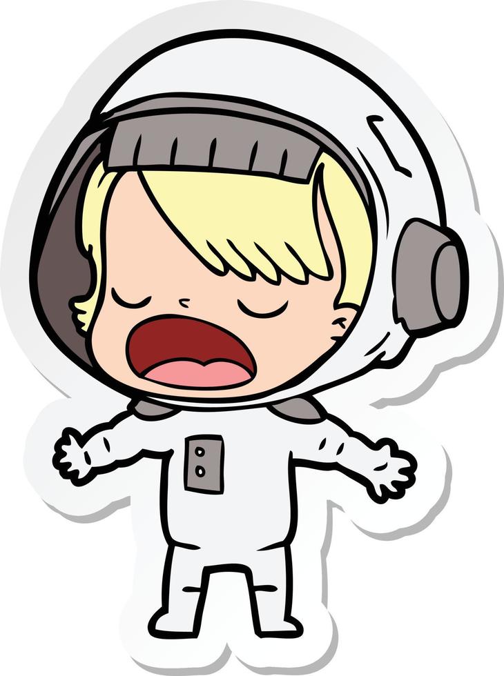 sticker van een cartoon pratende astronaut vector