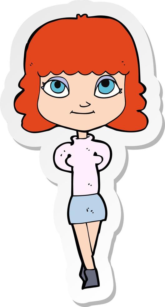 sticker van een cartoon blij meisje vector