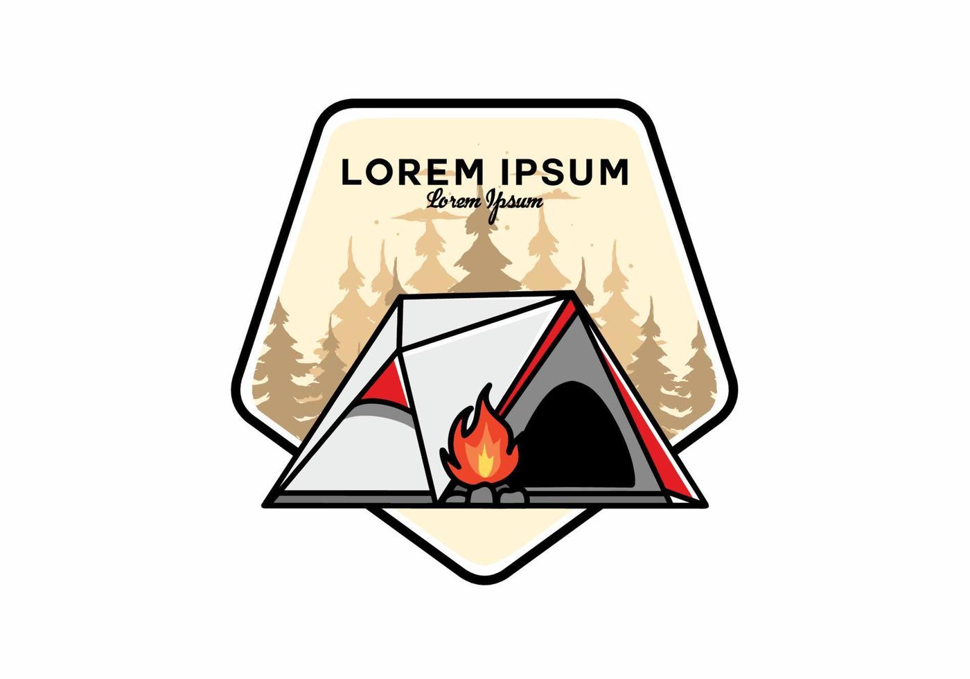 driehoek camping tent en vreugdevuur illustratie ontwerp vector