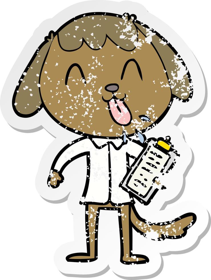 noodlijdende sticker van een schattige tekenfilmhond vector