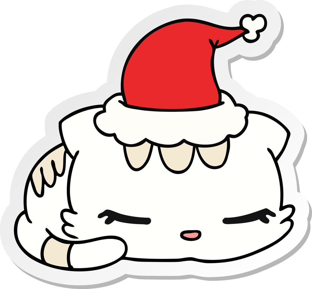 kerst sticker cartoon van kawaii kat vector