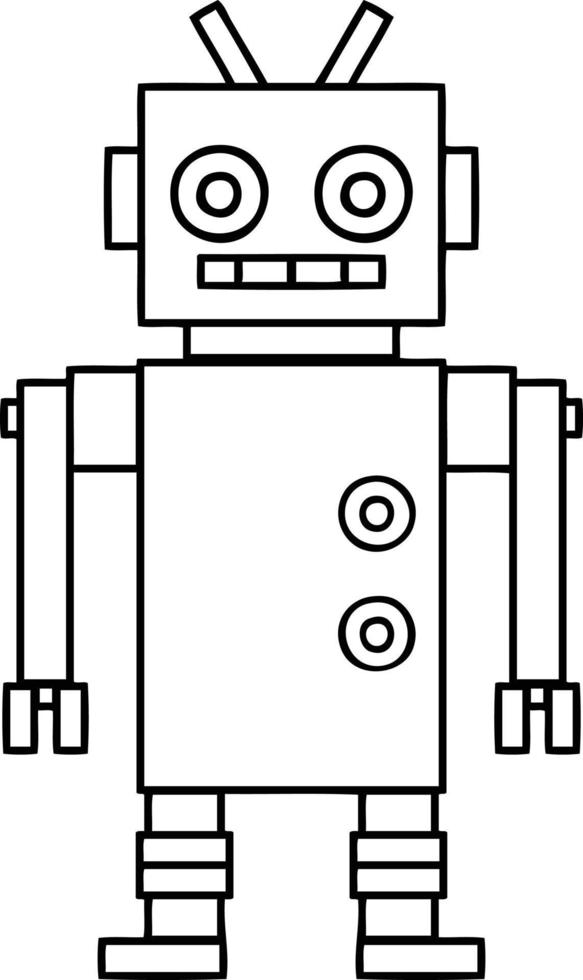 lijntekening cartoon dansende robot vector