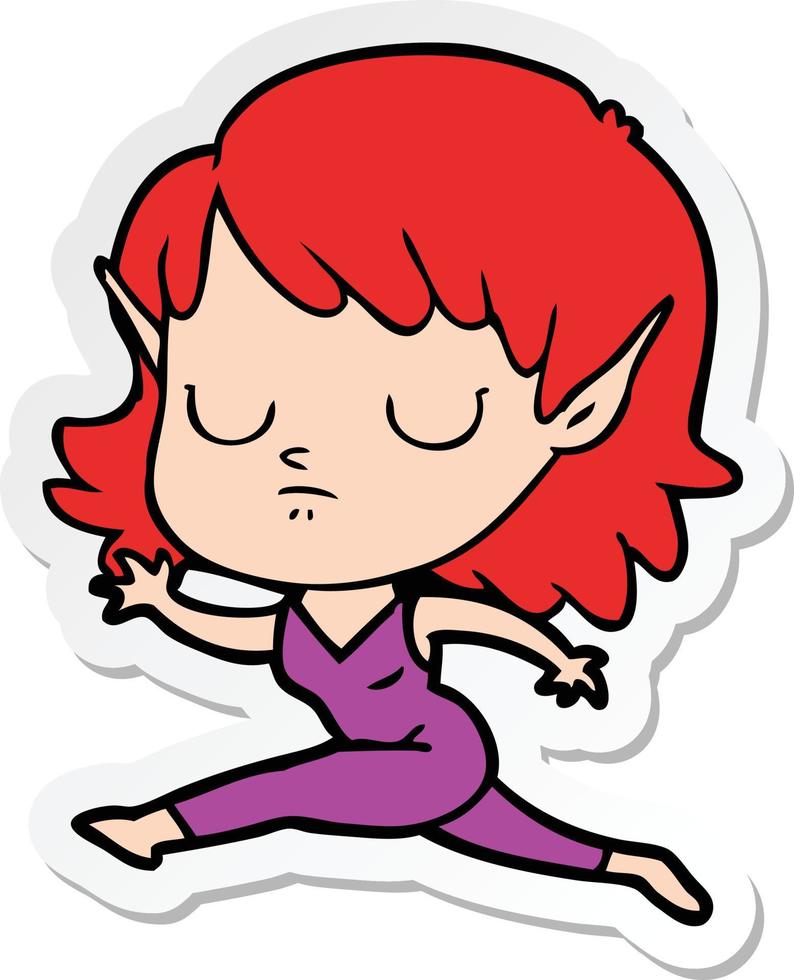 sticker van een cartoon elf meisje vector