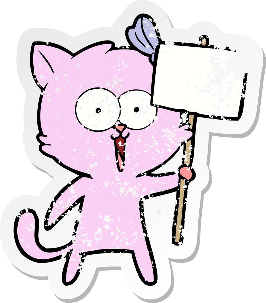 noodlijdende sticker van een cartoonkat vector