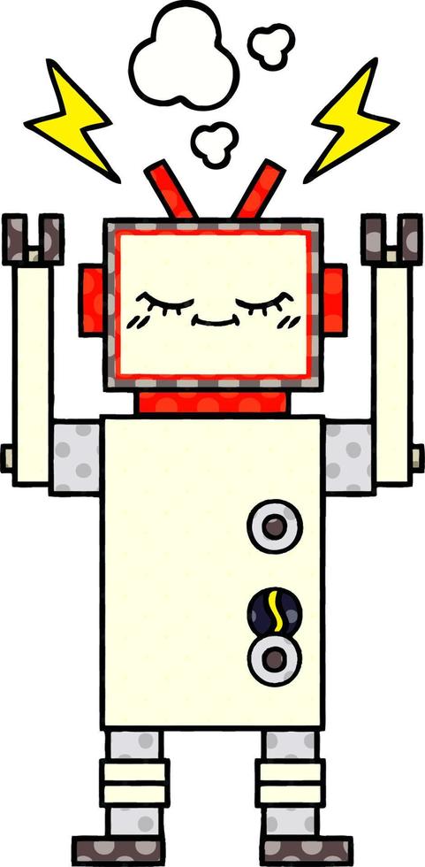 stripboekstijl cartoon dansende robot vector
