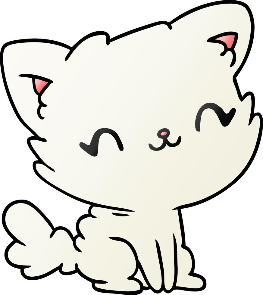 gradiënt cartoon schattige kawaii pluizige kat vector