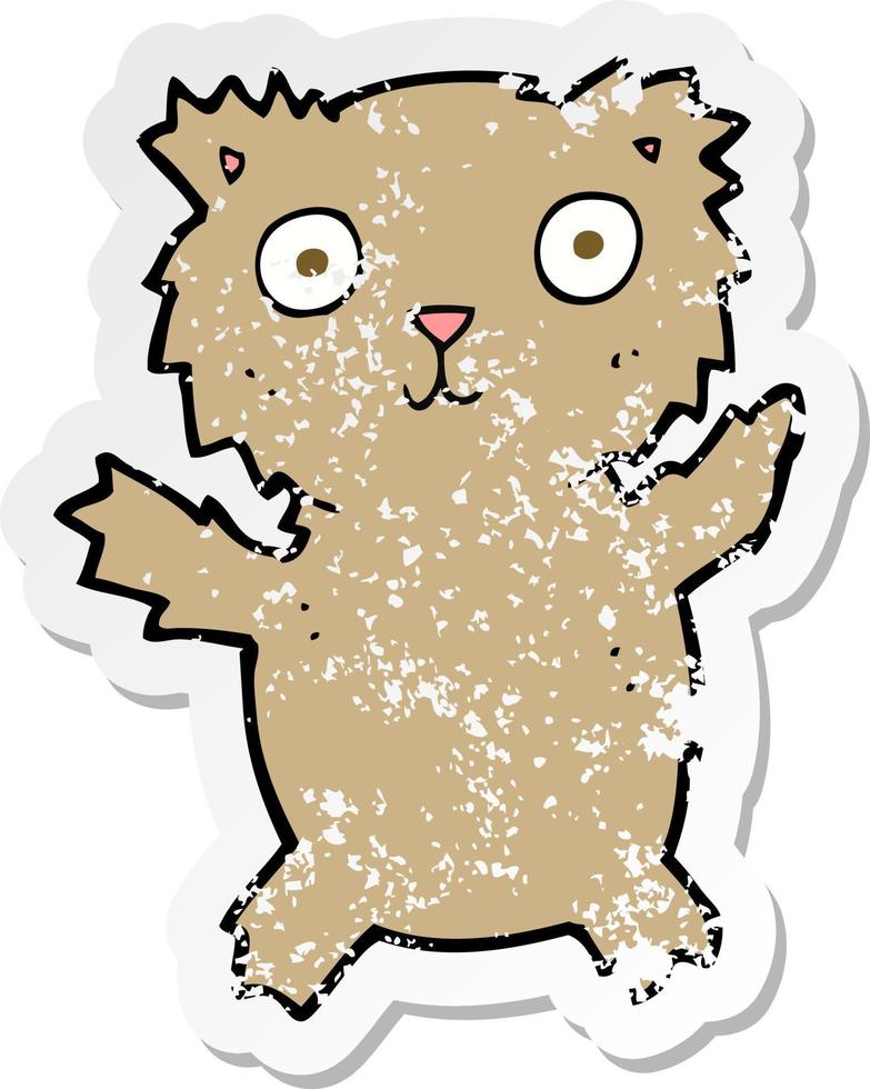 retro noodlijdende sticker van een cartoon teddybeer vector