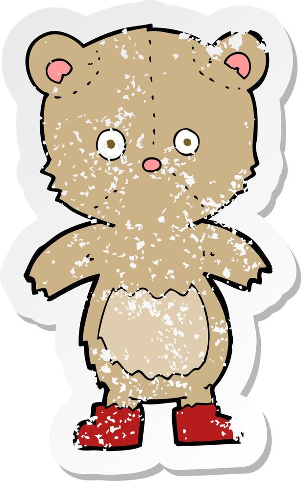 retro noodlijdende sticker van een cartoon teddybeer vector
