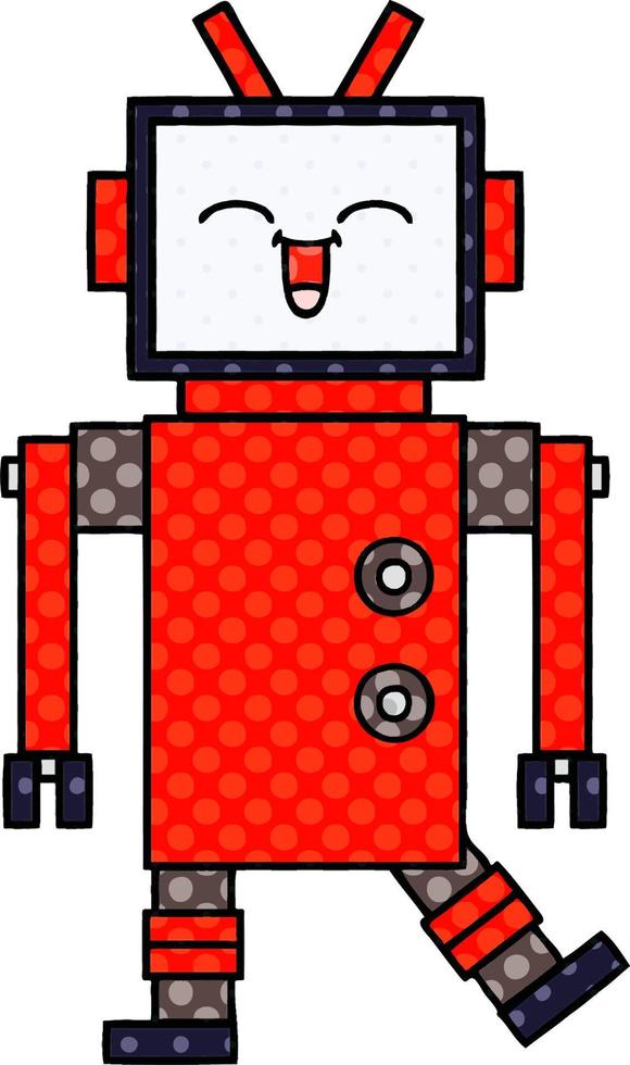 cartoon robot in stripboekstijl vector