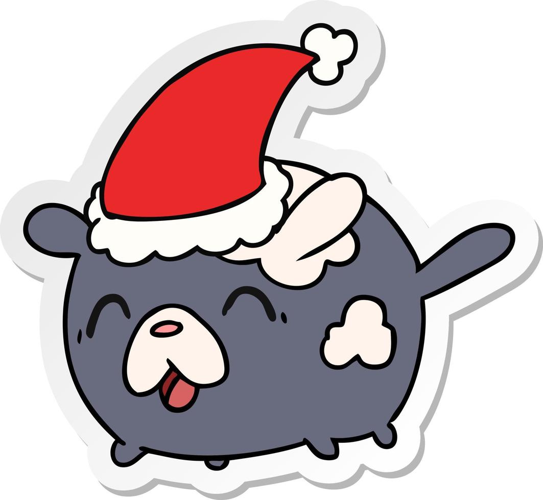 kerst sticker cartoon van kawaii hond vector