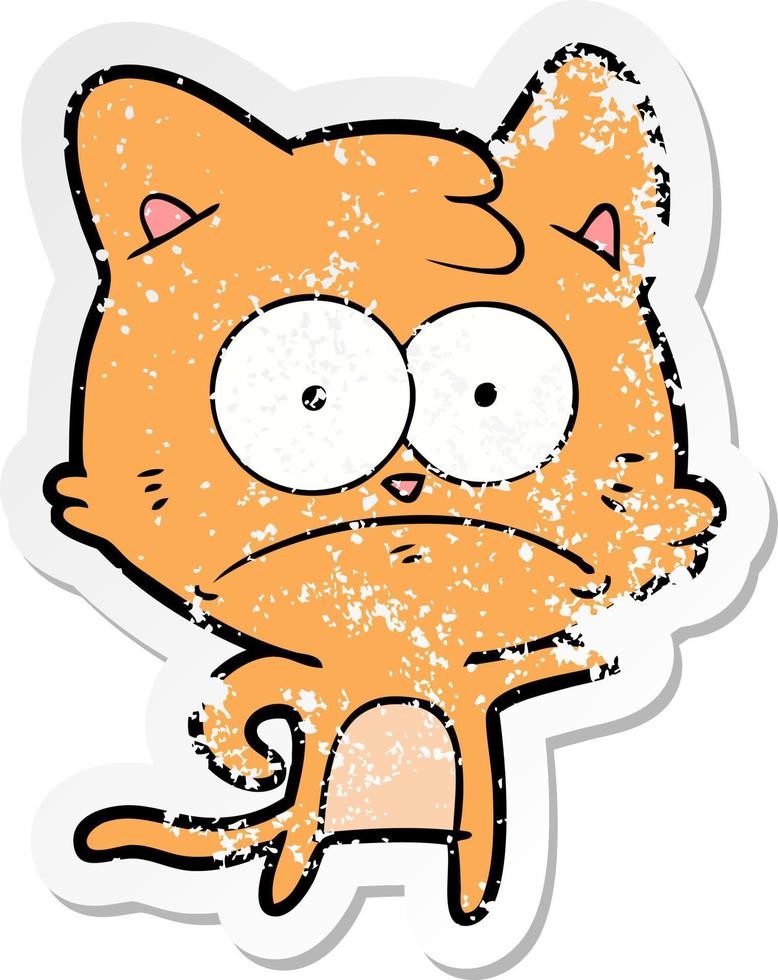 verontruste sticker van een cartoon nerveuze kat vector