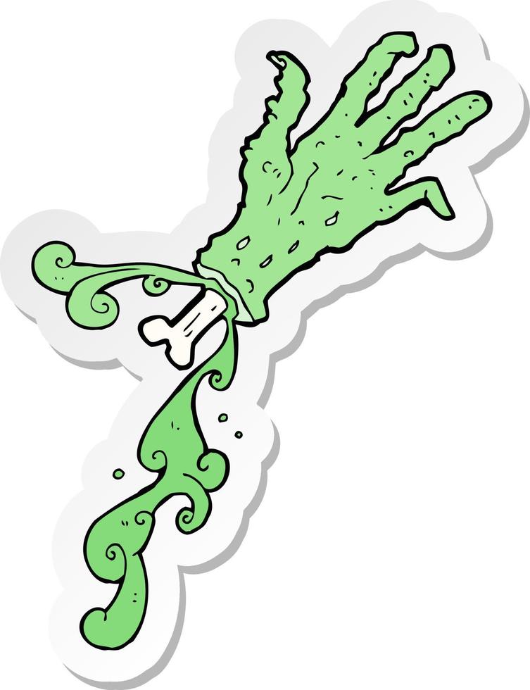 sticker van een cartoon-grove zombie-hand vector