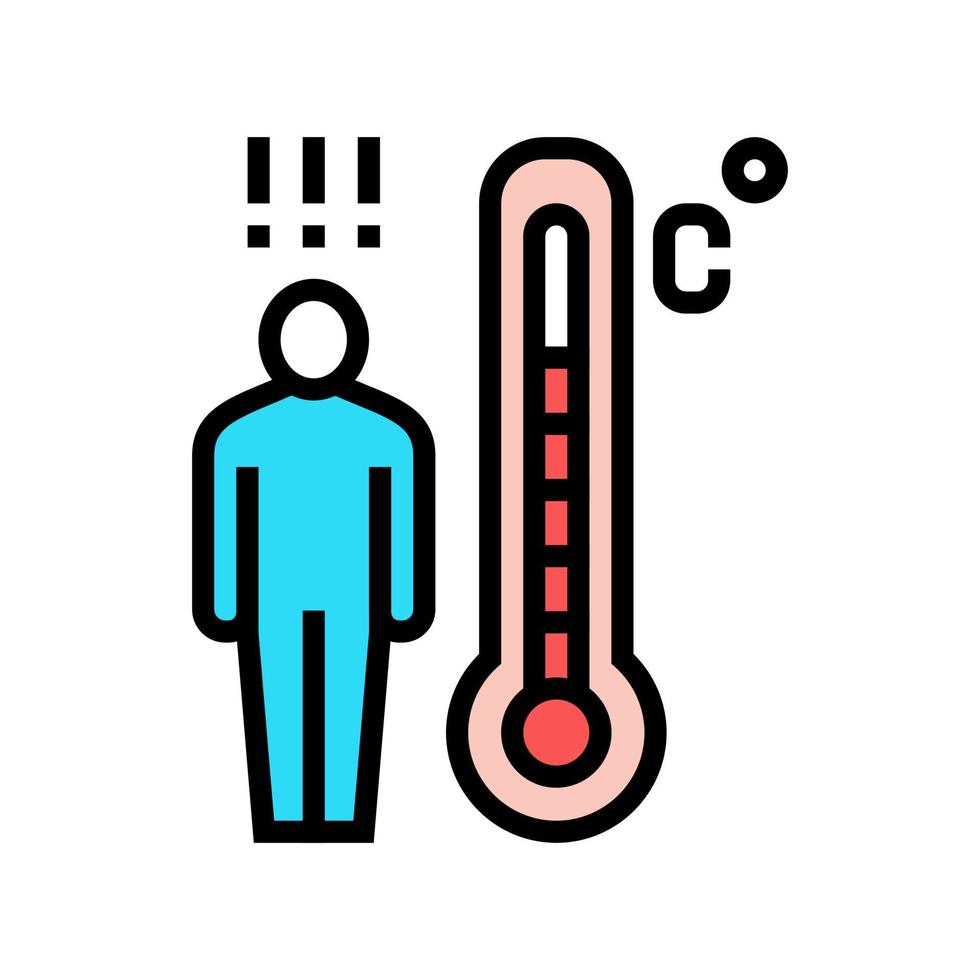 patiënt hoge temperatuur kleur pictogram vectorillustratie vector