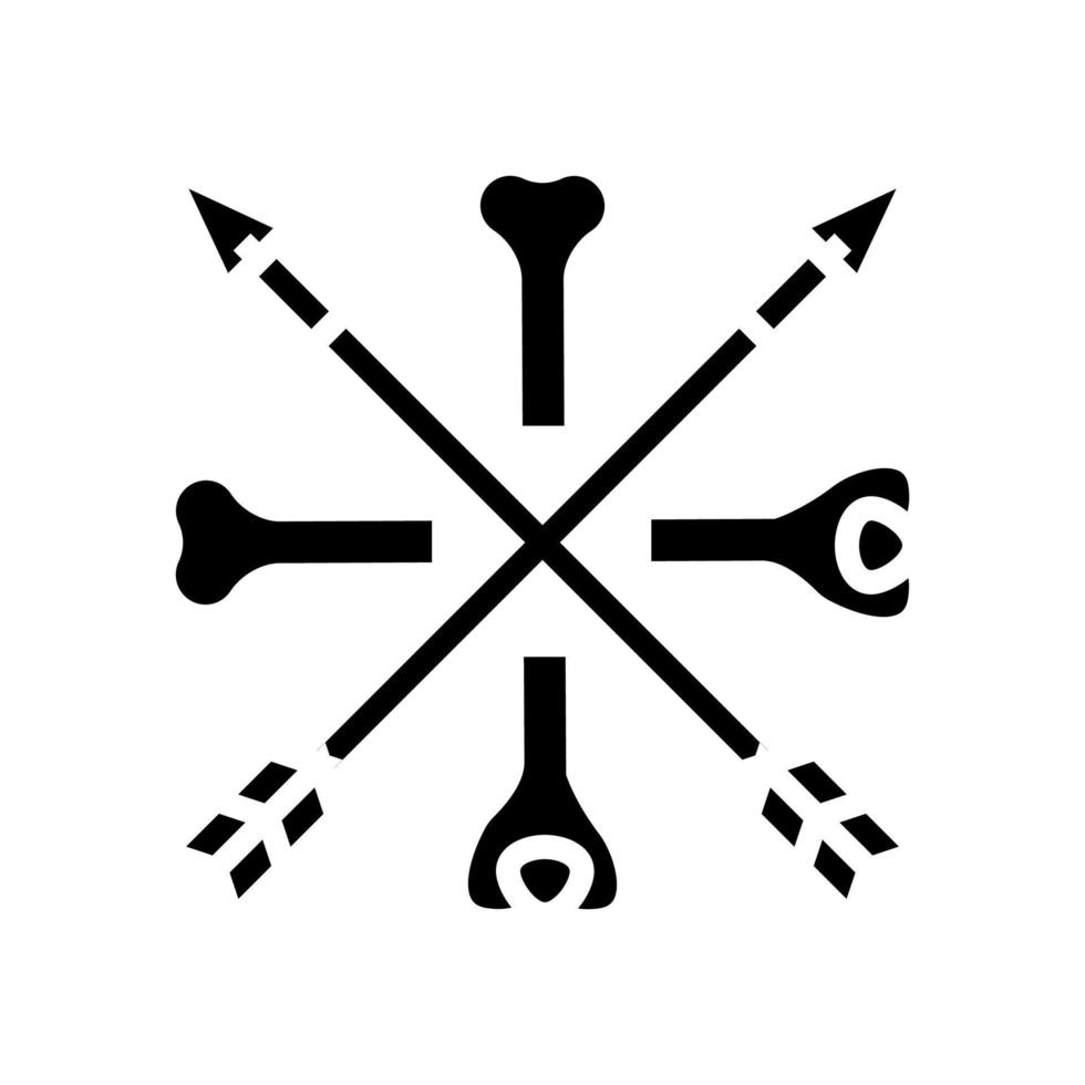 botten en pijlen boho glyph pictogram vectorillustratie vector
