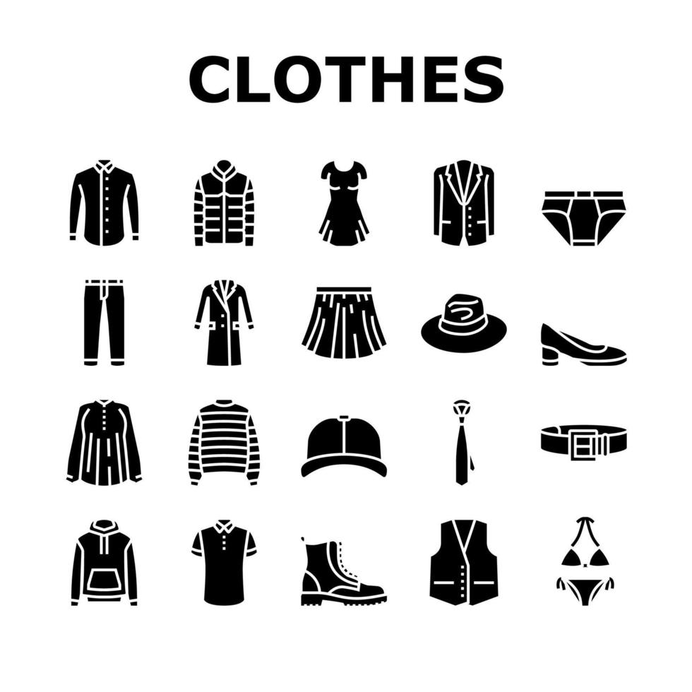 kleding en het dragen van accessoires pictogrammen instellen vector