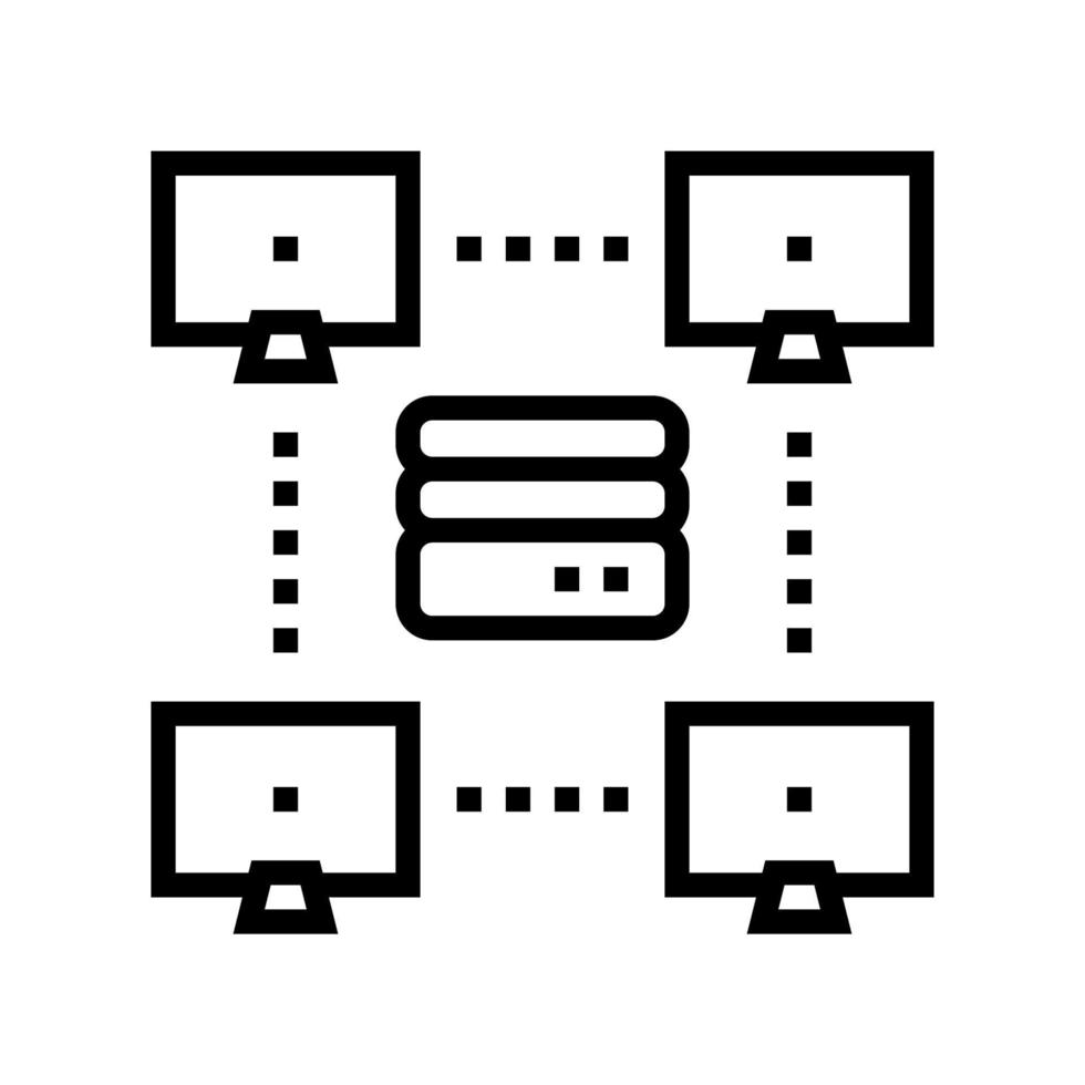 server computers lijn pictogram vectorillustratie vector