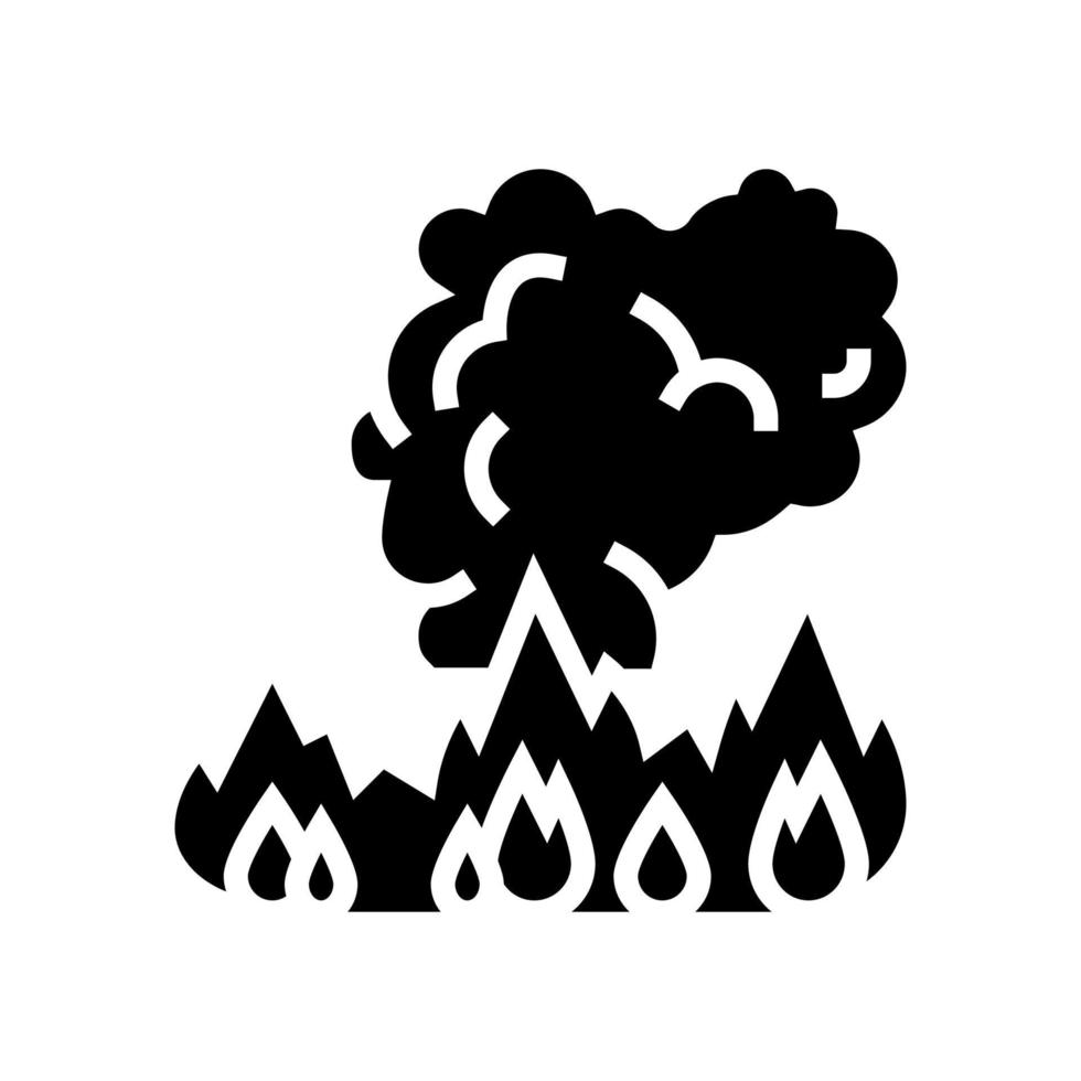 vuur rook glyph pictogram vectorillustratie vector