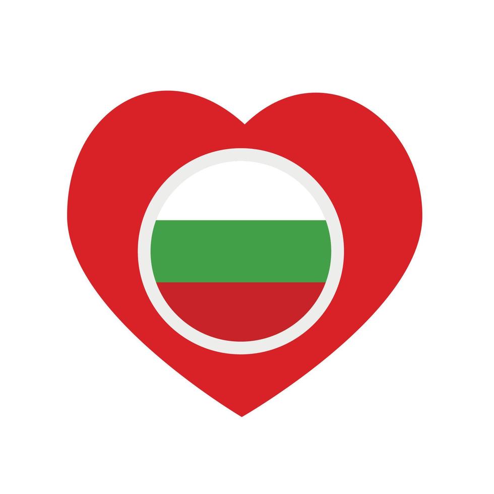 vectorpictogram, rood hart met de nationale vlag van Bulgarije. vector