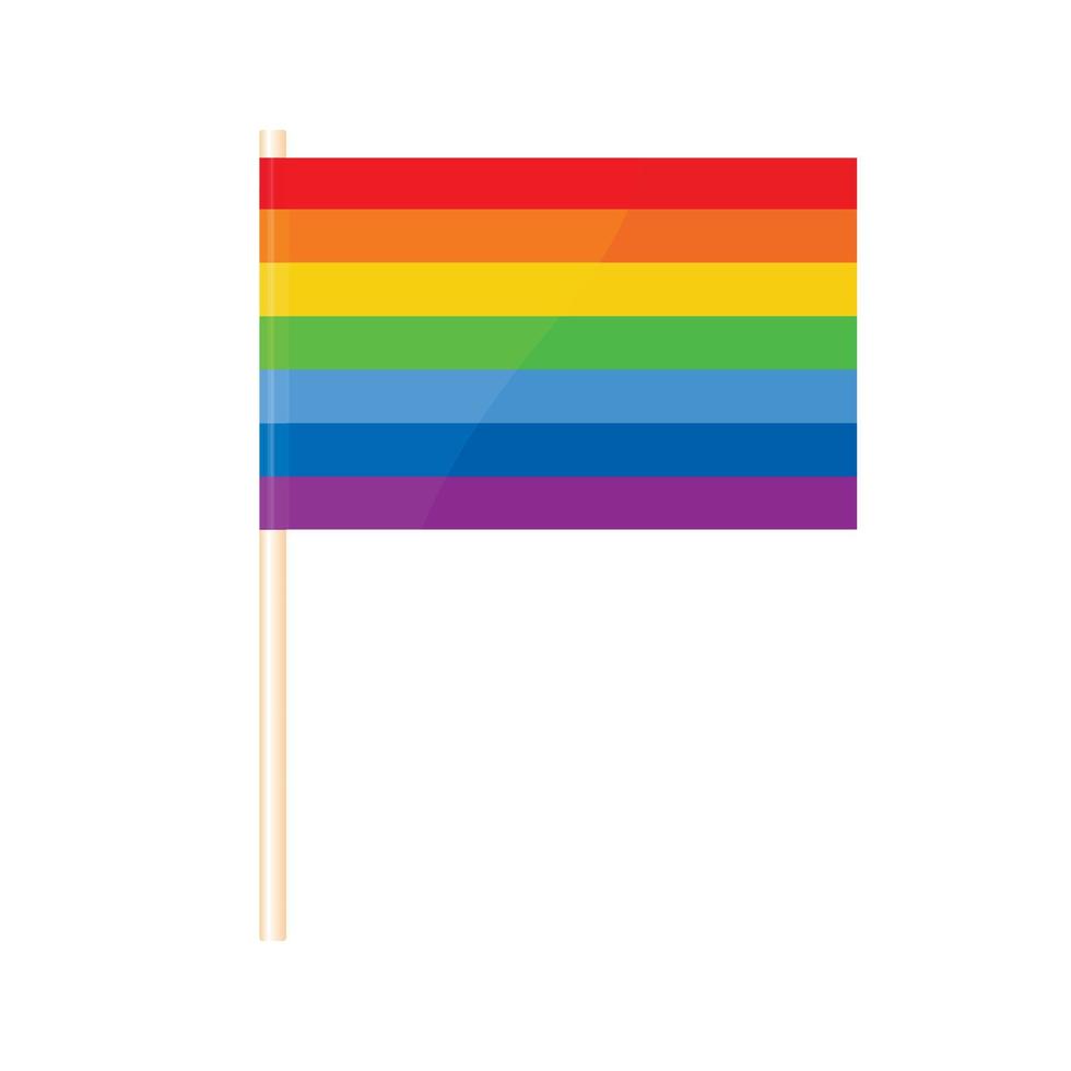 een gekleurde vlag op een vlaggenmast. zeven kleuren van de regenboog.. vector