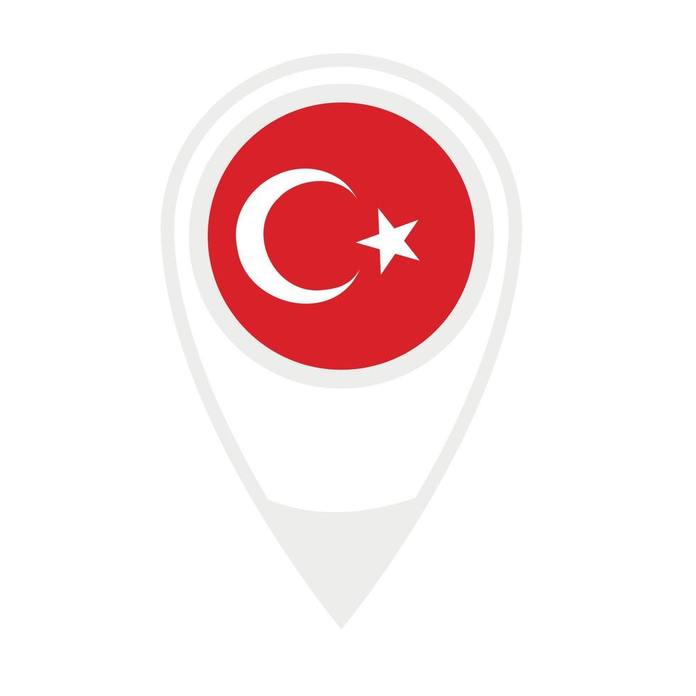 nationale vlag van Turkije, rond pictogram. vector kaart aanwijzer.