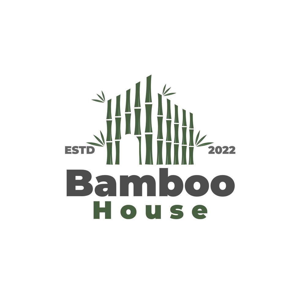 eenvoudig bamboe huis vector illustratie logo