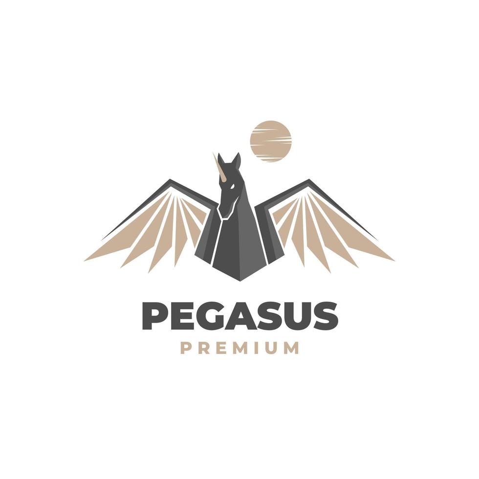 zwart pegasus portret illustratie logo met elegante vleugels vector