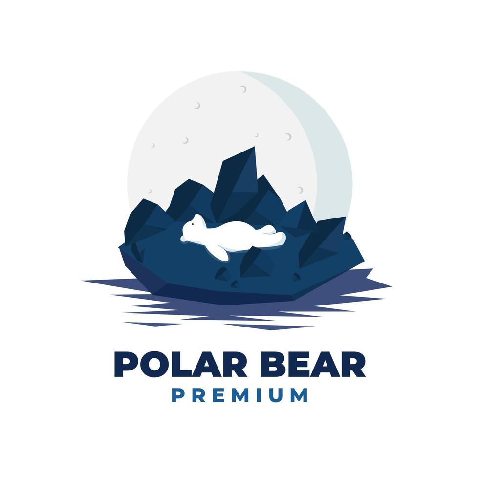 ijsbeer liggend op de gletsjer vector illustratie logo