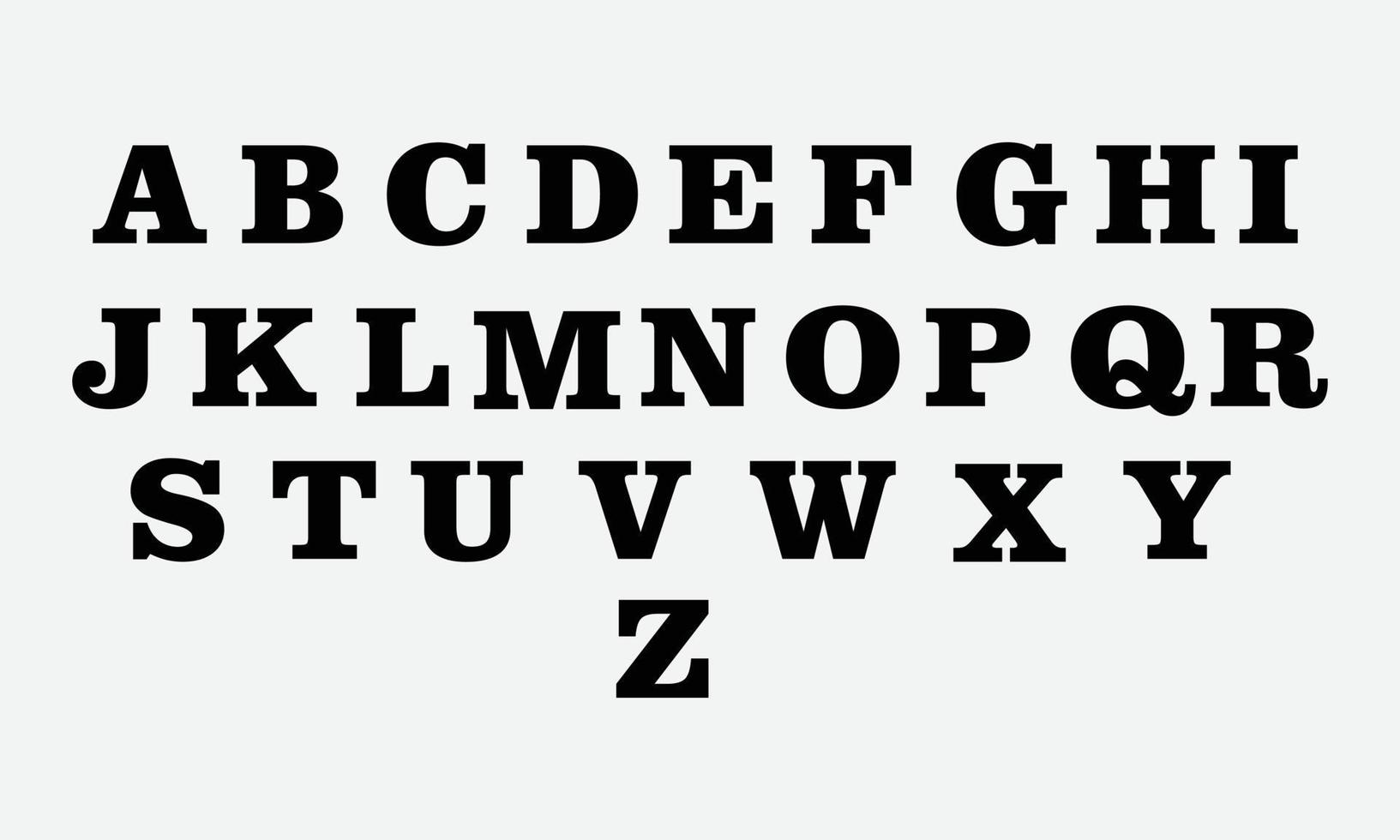 typografische Engelse abc-alfabettekst in zwart en vetgedrukt onderwijstype vector