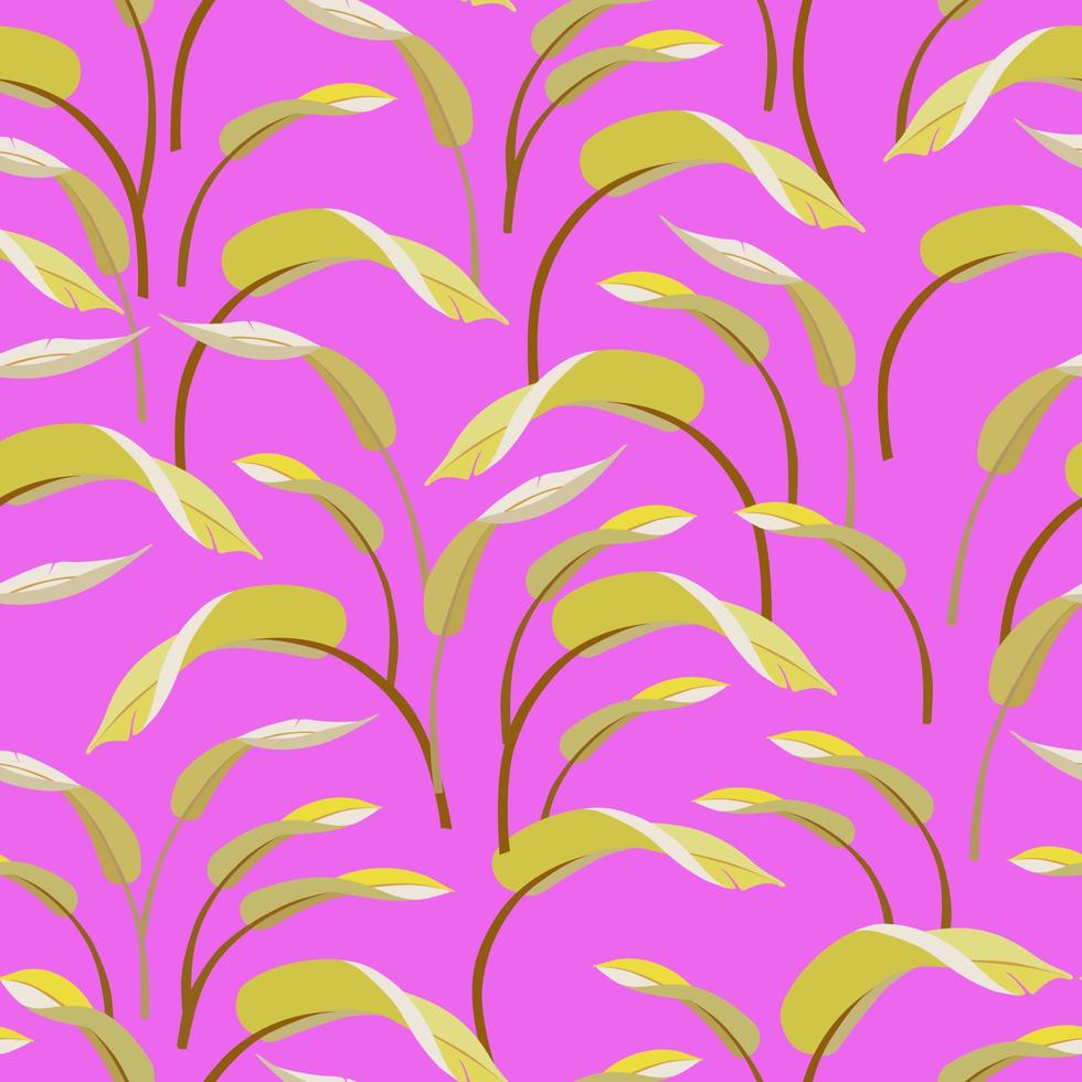 groene bananenbladeren in mooie stijl op roze achtergrond. vector