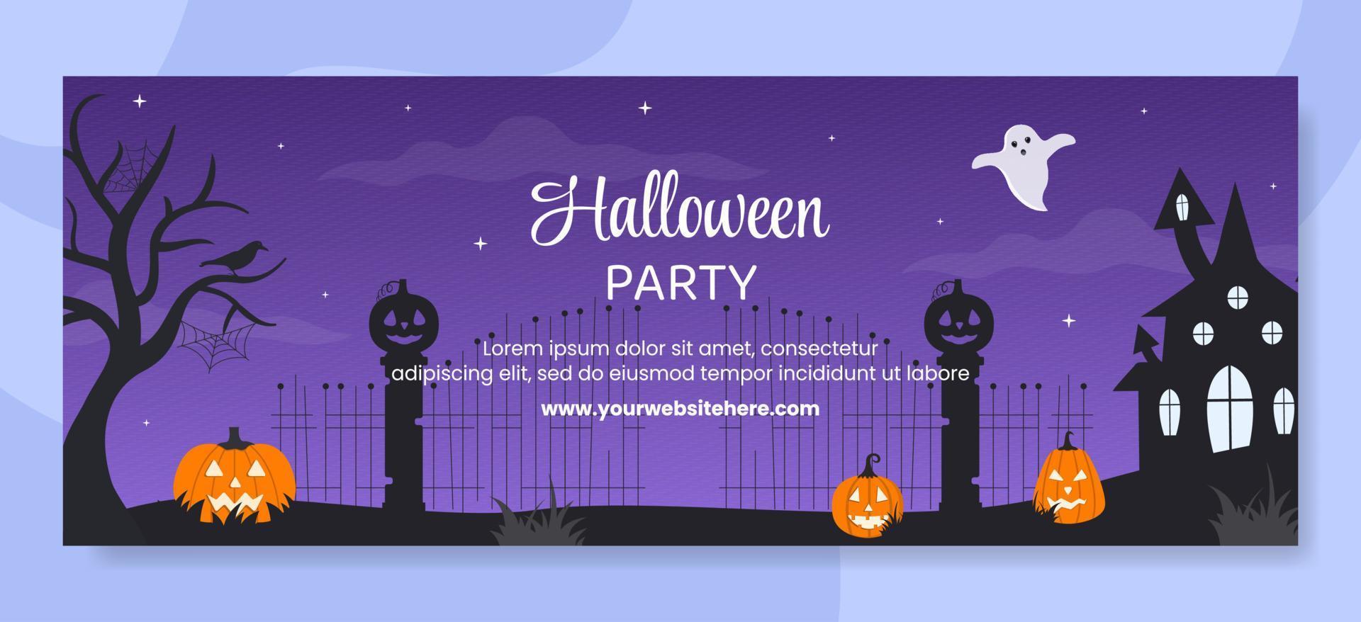 halloween nacht partij voorblad sjabloon hand getekende cartoon vlakke afbeelding vector