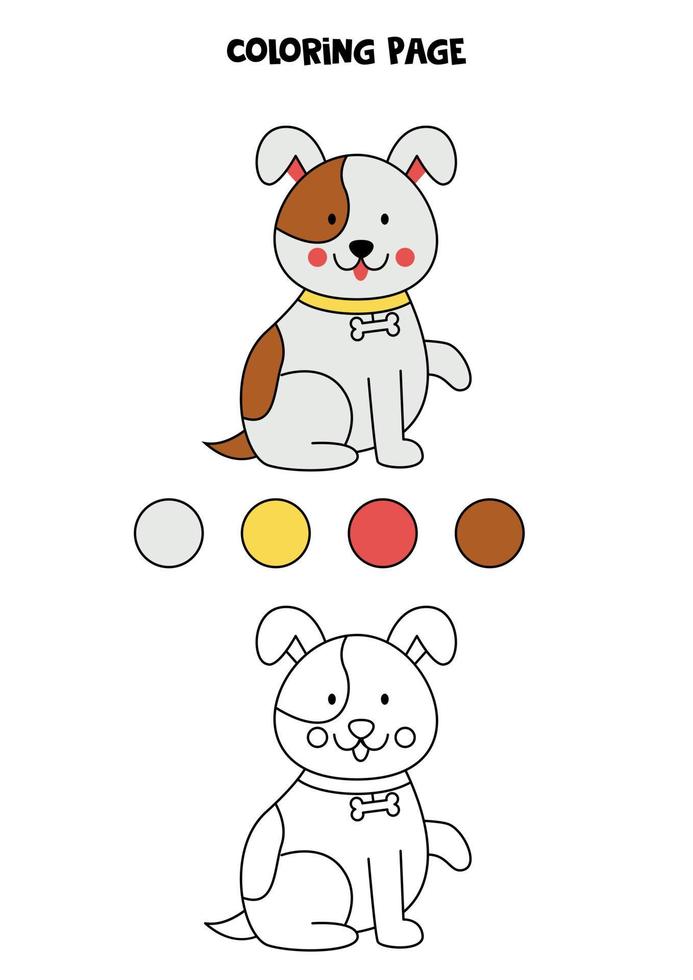 kleur schattige bruine hond. werkblad voor kinderen. vector