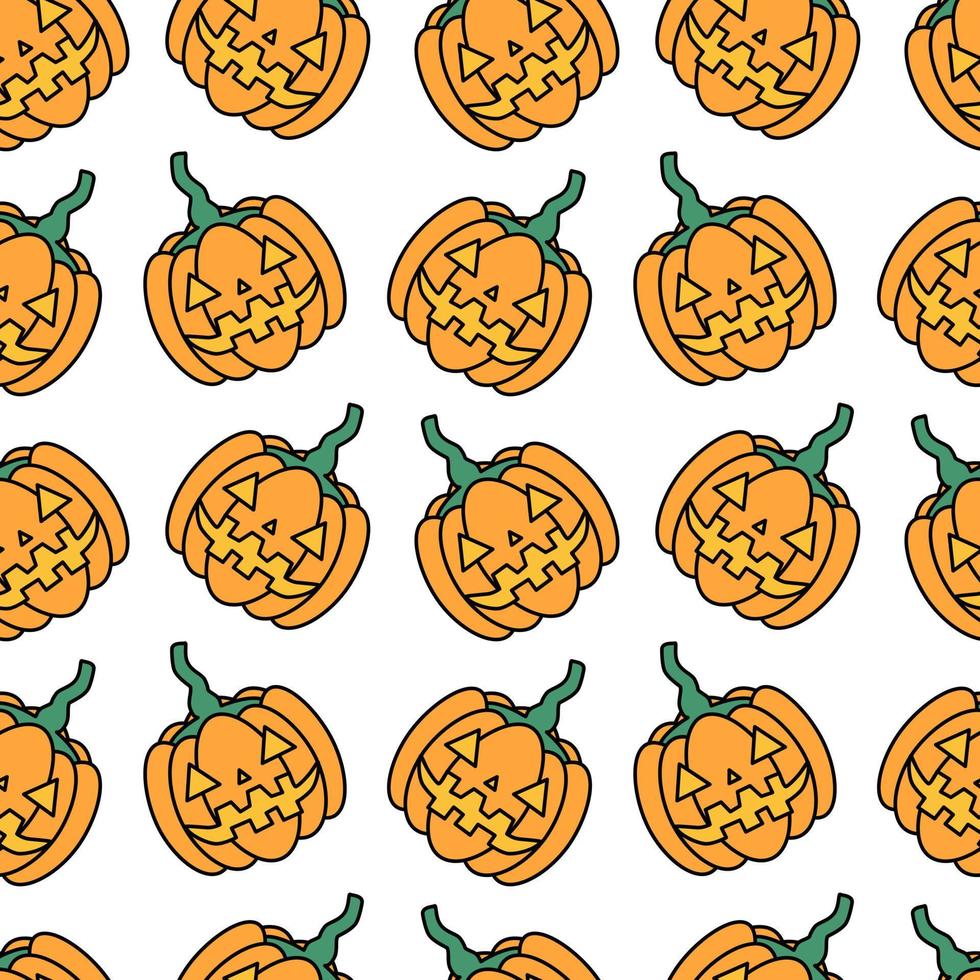 naadloze patroon met pompoen stripfiguren. patroon voor halloween-decoraties. vector