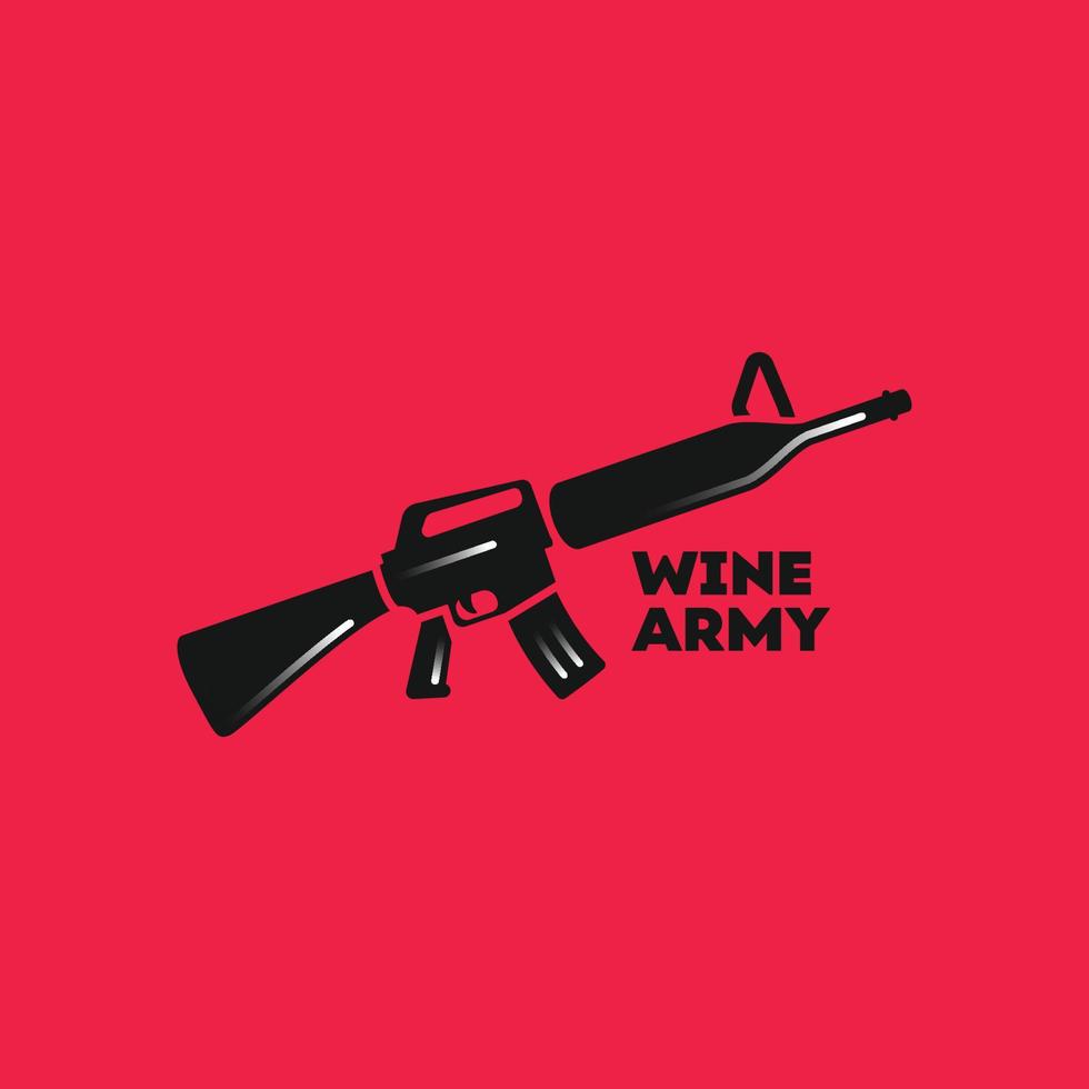 wijn leger pistool logo vector