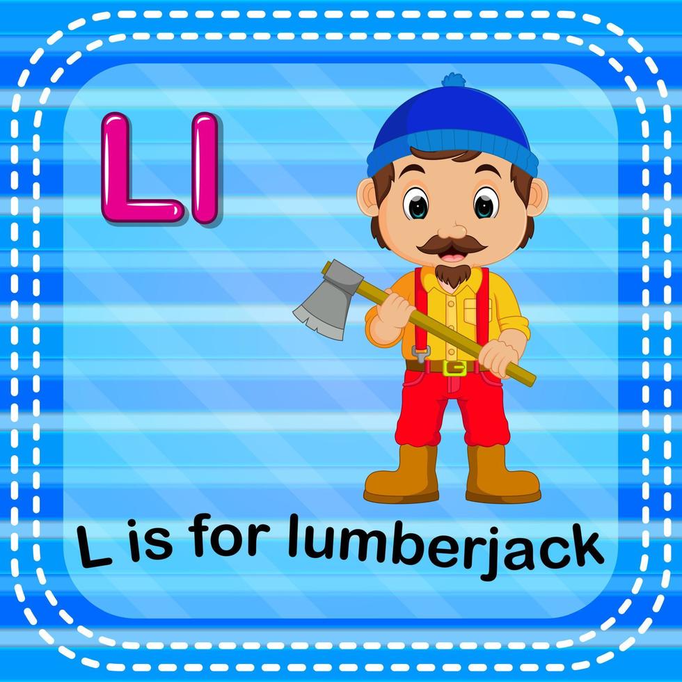 flashcard letter l is voor houthakker vector