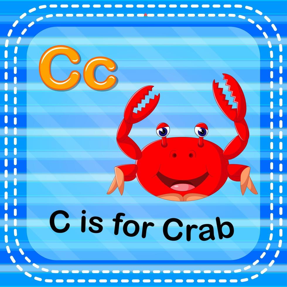 flashcard letter c is voor krab vector