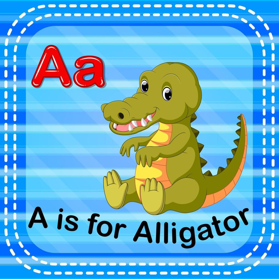 flashcard letter a is voor alligator vector